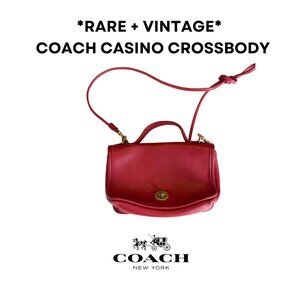 90's VINTAGE 1995 COACH CASINO CROSSBODY BAG RED 9924